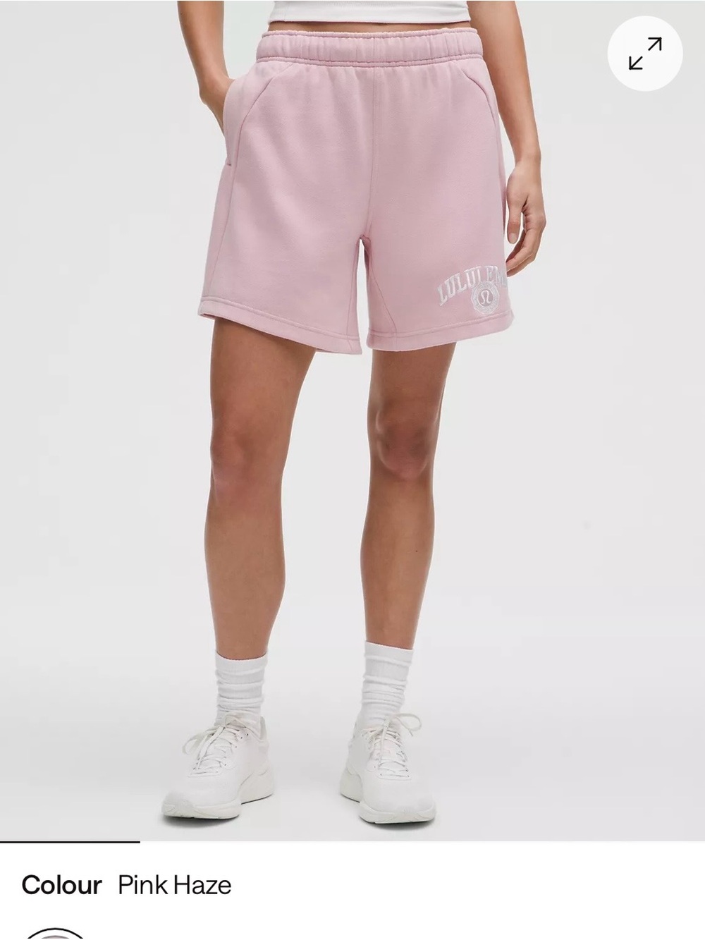 Lululemon Scuba Mid-Rise Oversized Graphic Short 7" - Pink Haze - Size S/XS